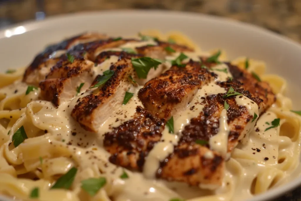 How long do you cook blackened chicken alfredo?