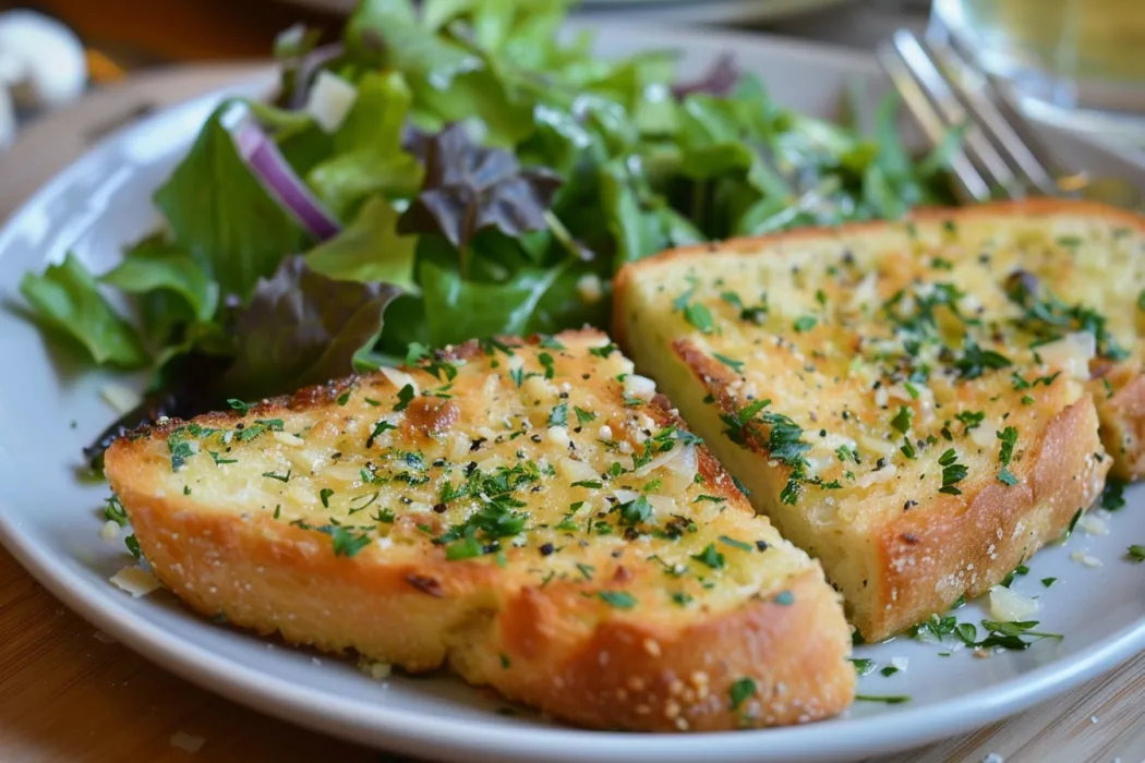 How long do you cook blackened chicken alfredo? Showing sides to be served with chicken alfredo including garlic bread and fresh green salad.