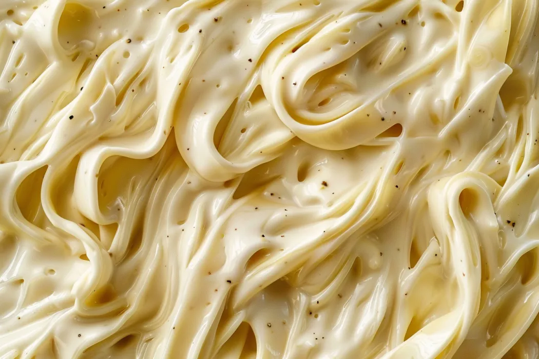 How long do you cook blackened chicken alfredo? A close up showing the creamy texture of the perfect alfredo sauce.