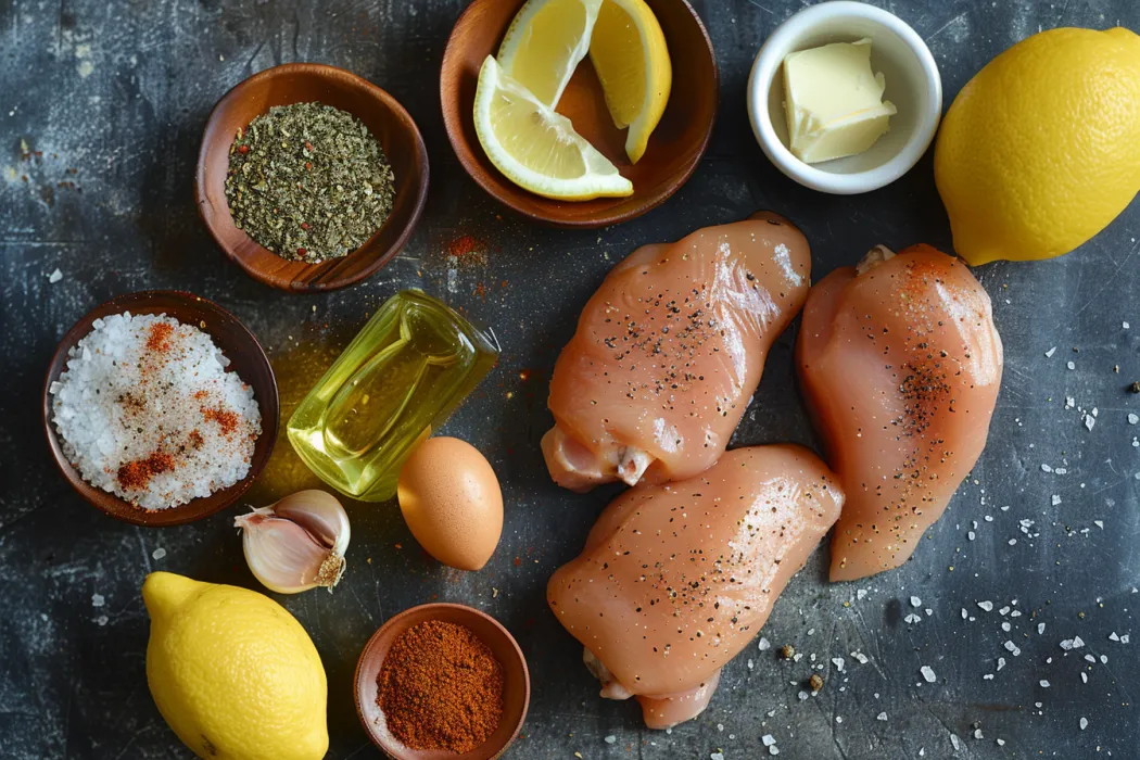 What does blackened mean in chicken? Showing the ingredients needed to cook blackened chick for chicken alfredo recipe.