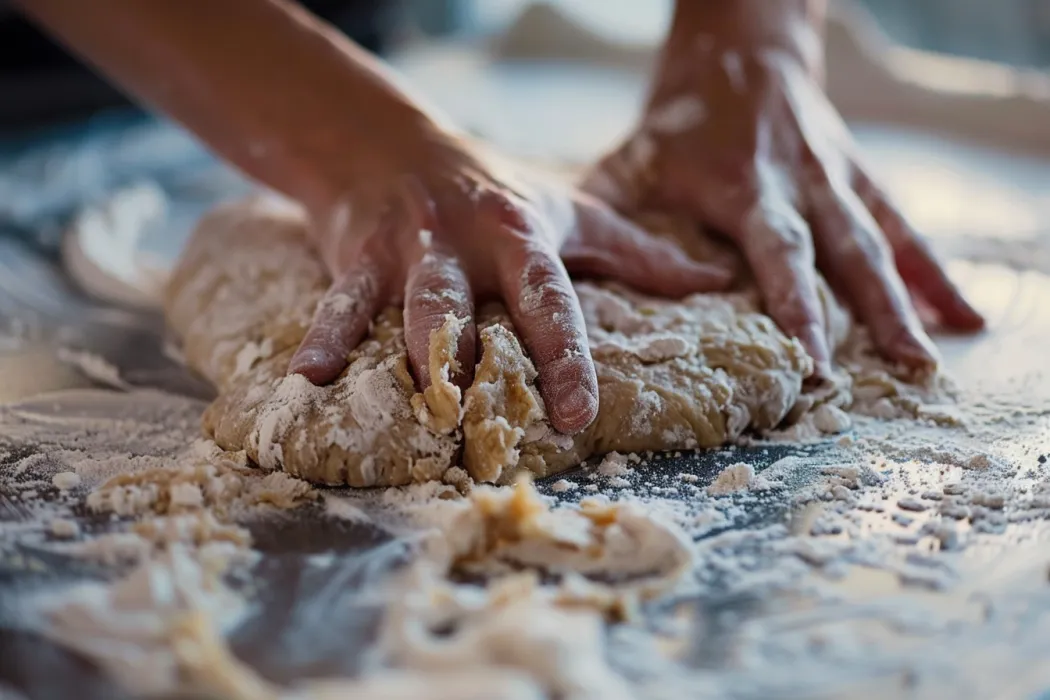 sourdough rye bread recipe. Kneading the dough.