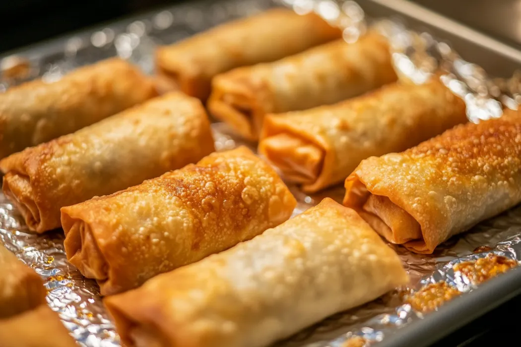 How do you reheat egg rolls so they're crispy?