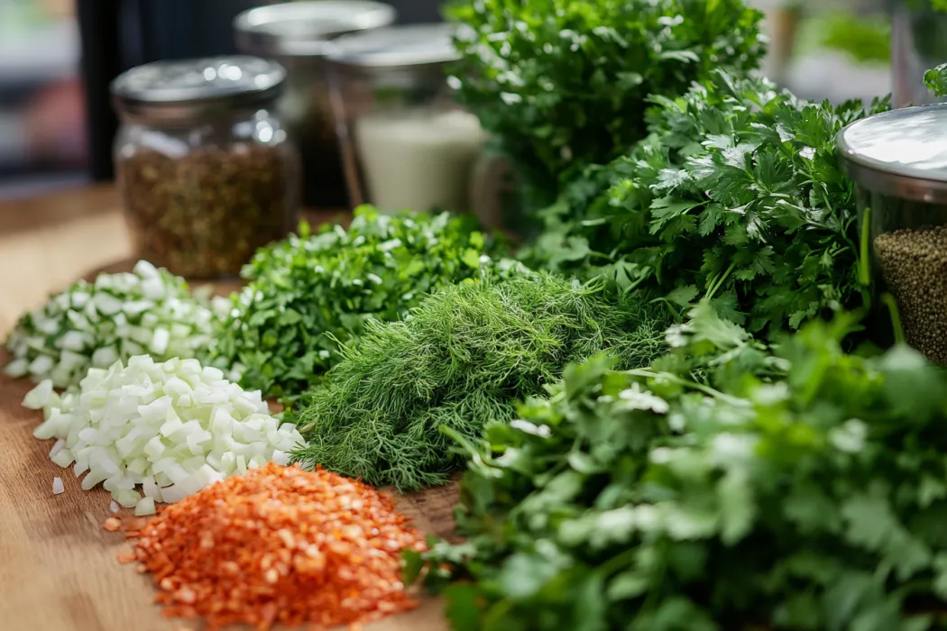 What are the ingredients in salmon cakes? Showing the ingredients including spices used to make salmon cake mixture.