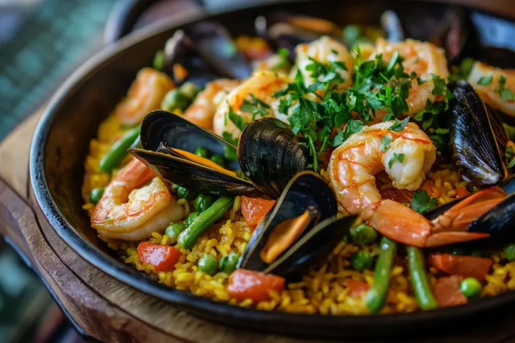 What is the difference between arroz con pollo and paella?