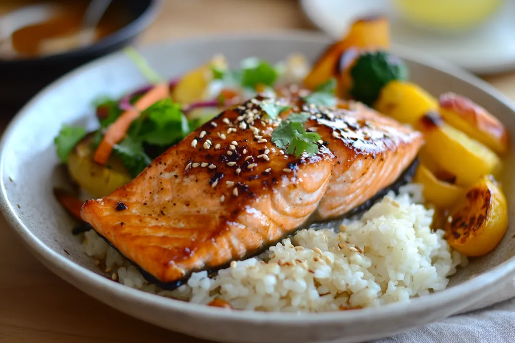 What is miso glazed salmon made of?