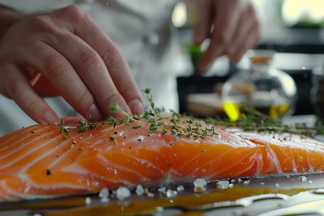 Preparing the salmon for smoking