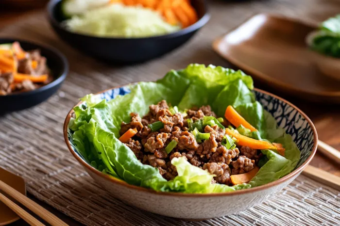 egg roll in a bowl recipe. serving suggestions such as serving the egg roll in a bowl with a lettuce wrap.