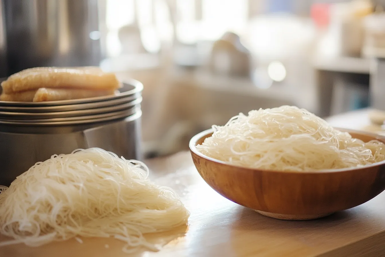 What are long rice noodles made of?