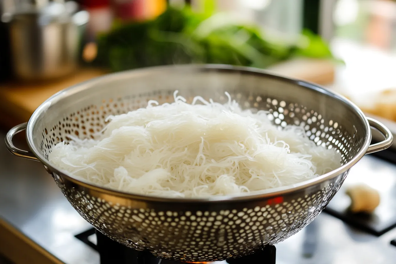 What are long rice noodles made of?