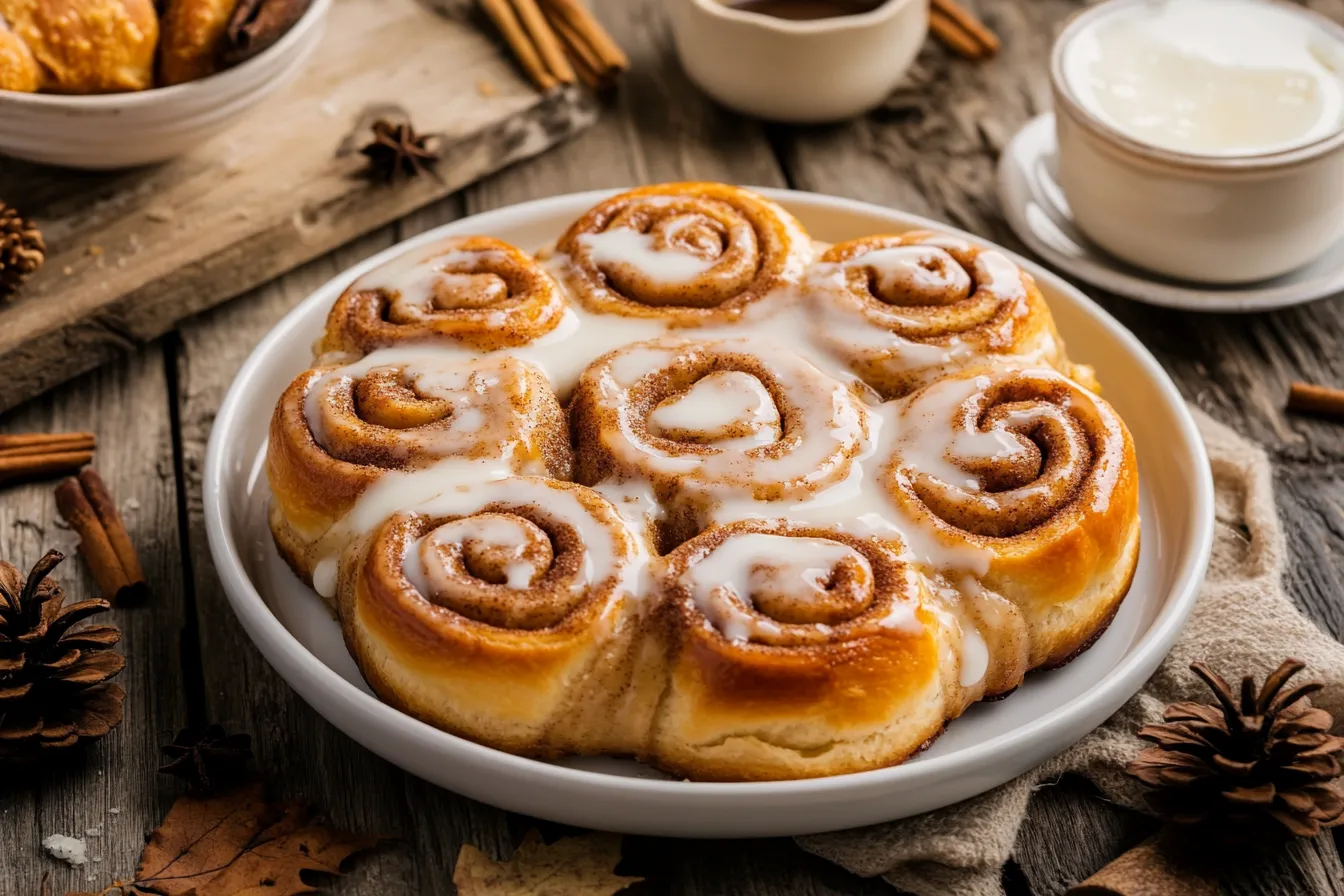 What does pouring heavy cream on cinnamon rolls do?