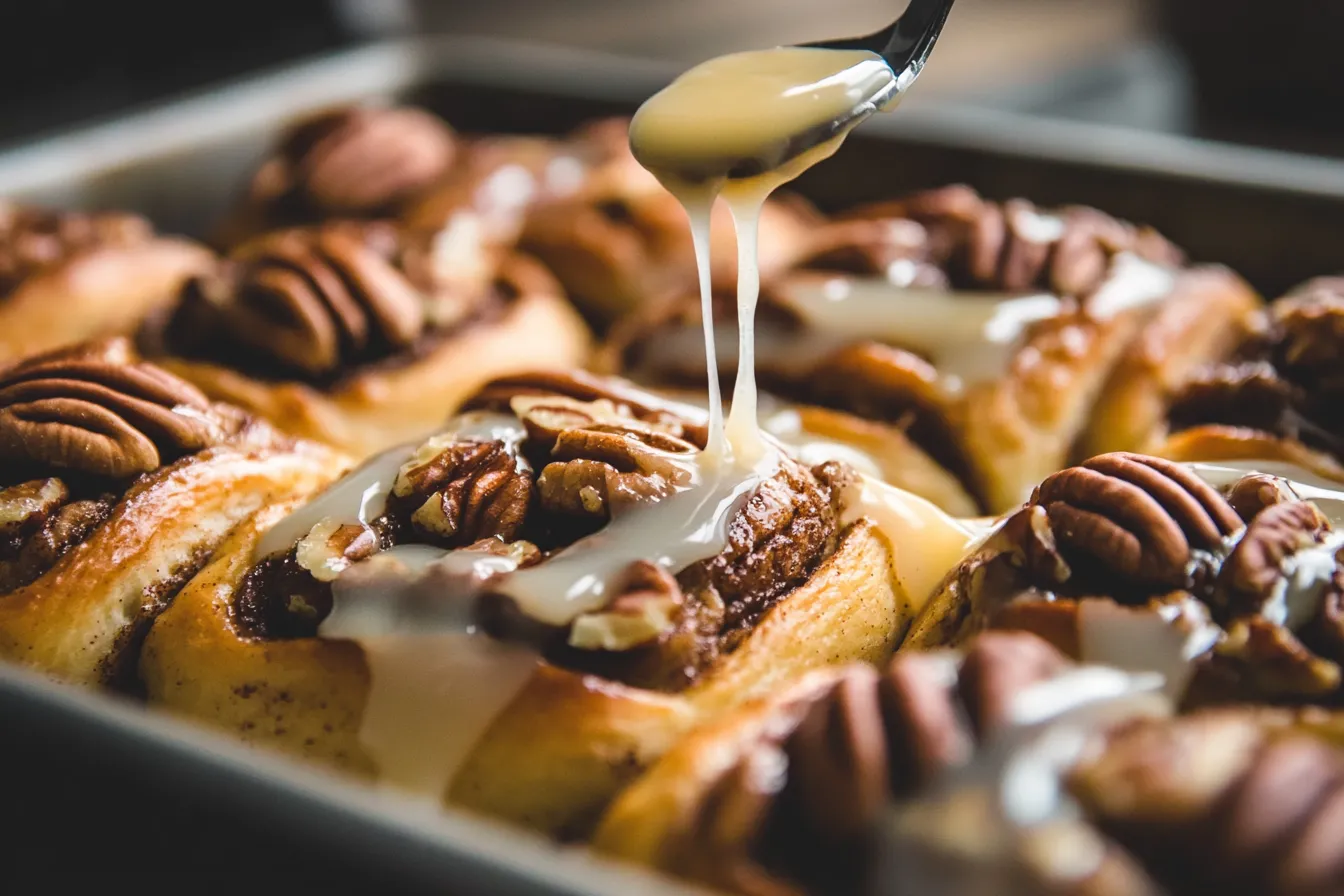 What does pouring heavy cream on cinnamon rolls do?