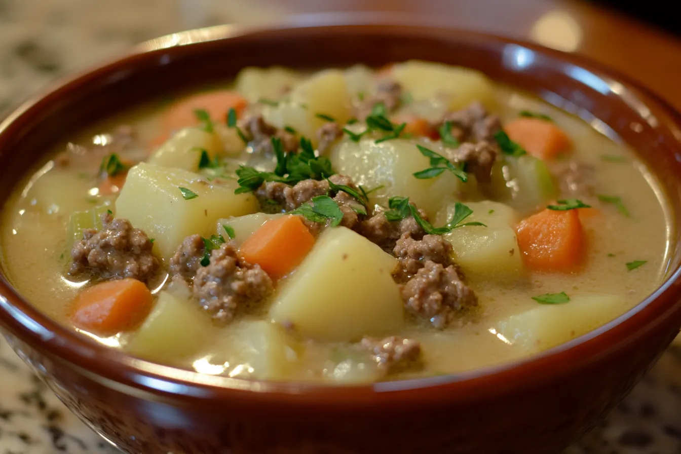 creamy potato and hamburger soup