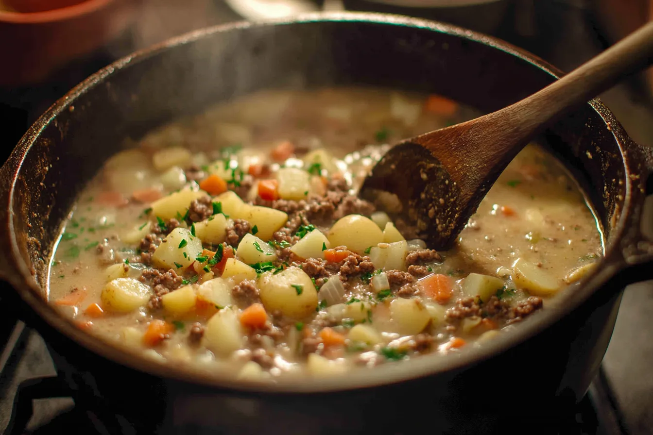 creamy potato and hamburger soup